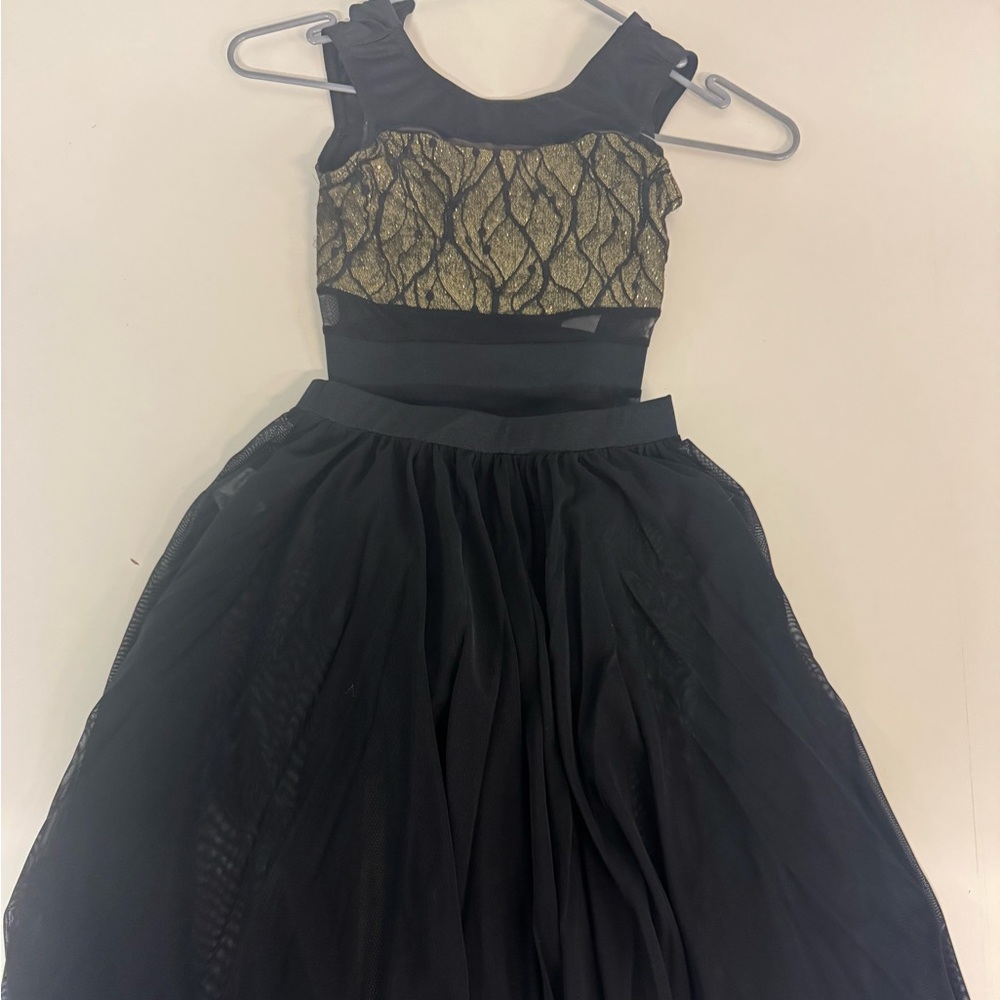 Elegant Black and Gold Kids Lyrical Costume